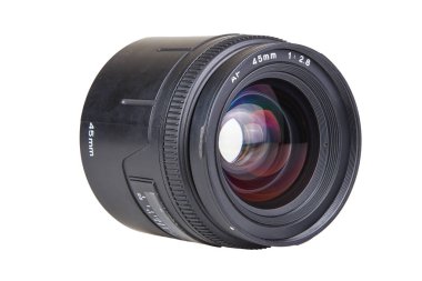 Bakış açısından 45 mm Reflex Kamera lensi. Stüdyo çekimi