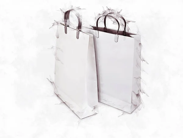 Illustration Sketch Two Shopping Bag Black Friday — Stock Photo, Image