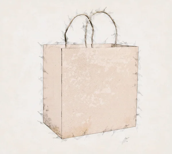 Illustration Skizze Einer Luxus Einkaufstasche Aus Recyceltem Papier — Stockfoto