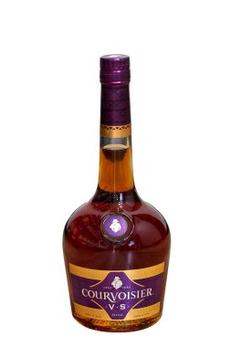 Brüksel, Belçika -12 Şubat 2022; Bir şişe Courvoisier Konyağı. Fransız malı.
