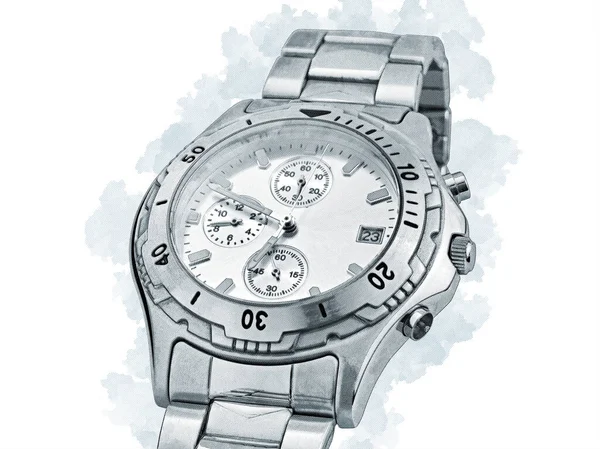 イラスト 青い灰色のハッチの自動巻き腕時計の芸術 — ストック写真