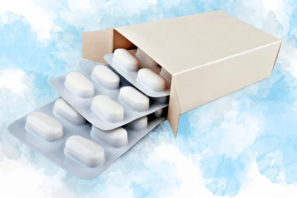 Illustration Art Pills Blister Getting Out Box — Stock Photo, Image