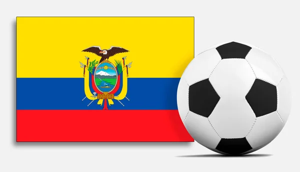 Balón Fútbol Blanco Con Bandera Ecuador — Foto de Stock