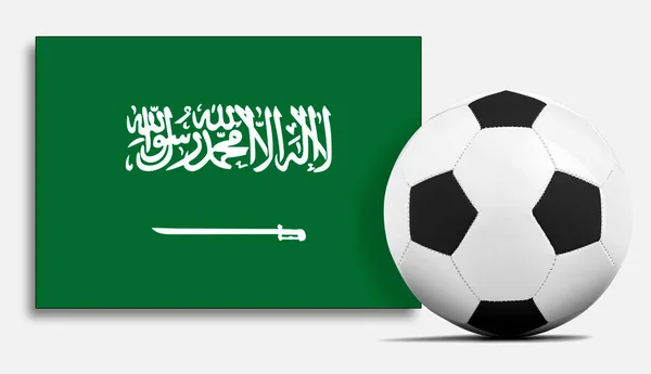 Pallone Calcio Bianco Con Bandiera Della Nazionale Dell Arabia Saudita — Foto Stock