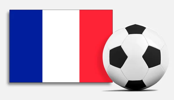 Ballon Football Blanc Avec Drapeau Équipe Nationale France — Photo