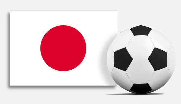 Balón Fútbol Blanco Con Bandera Del Equipo Nacional Japón —  Fotos de Stock