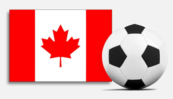 Pallone Calcio Bianco Con Bandiera Della Nazionale Canadese — Foto Stock