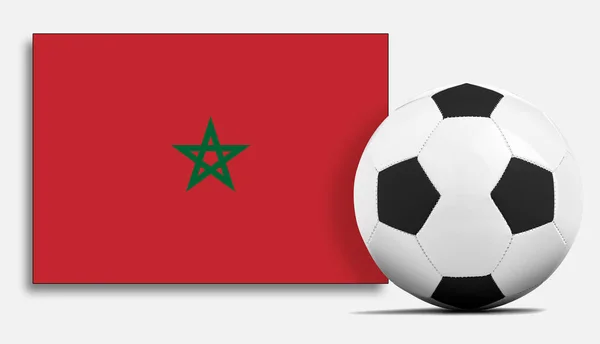 Pallone Calcio Bianco Con Bandiera Della Nazionale Marocchina — Foto Stock