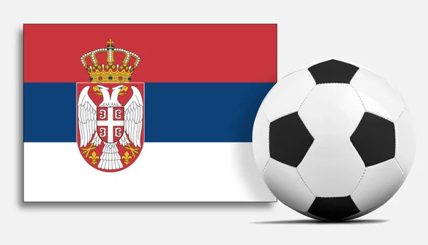 Pallone Calcio Bianco Con Bandiera Della Serbia — Foto Stock