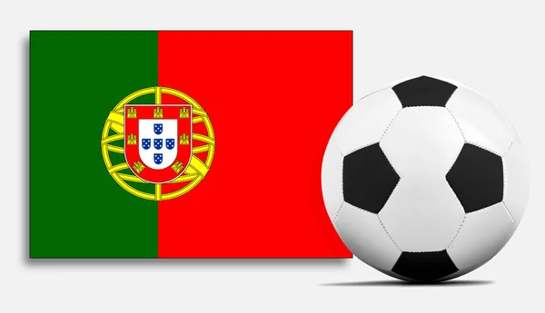 Balón Fútbol Blanco Con Bandera Selección Portugal — Foto de Stock