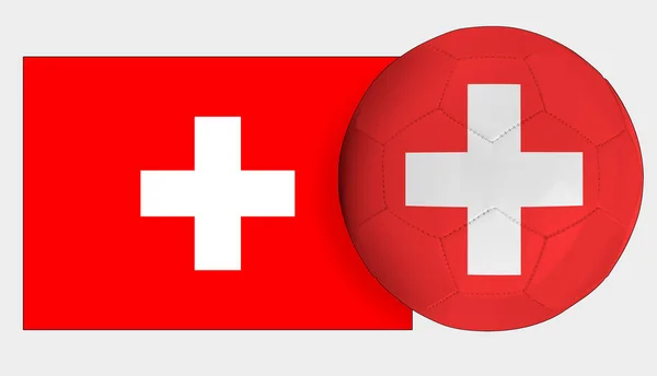 Balón Fútbol Con Bandera Suiza —  Fotos de Stock