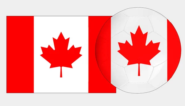 Bola Futebol Com Bandeira Seleção Canadense — Fotografia de Stock