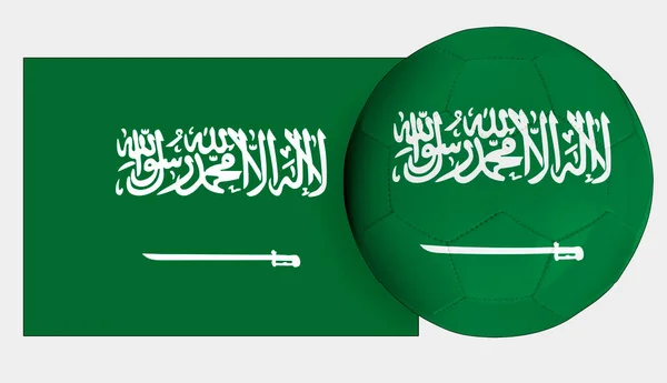 Pallone Calcio Con Bandiera Della Nazionale Dell Arabia Saudita — Foto Stock