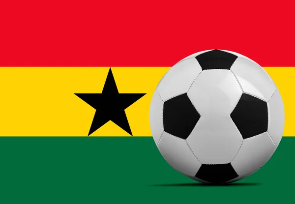 Balón Fútbol Blanco Con Bandera Ghana —  Fotos de Stock