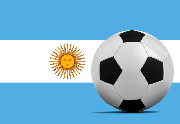 Pallone Calcio Bianco Con Bandiera Della Nazionale Argentina — Foto Stock