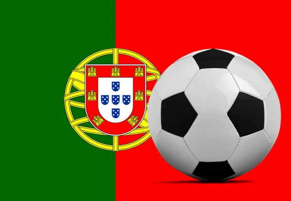 Κενή Μπάλα Ποδοσφαίρου Σημαία Εθνικής Ομάδας Της Πορτογαλίας — Φωτογραφία Αρχείου