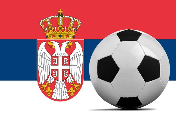 Pallone Calcio Bianco Con Bandiera Della Serbia — Foto Stock