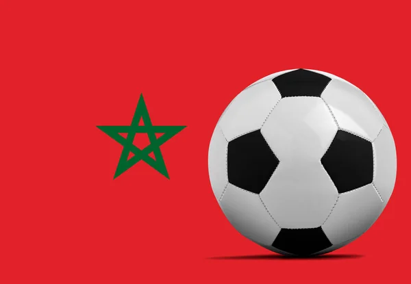 Pallone Calcio Bianco Con Bandiera Della Nazionale Marocchina — Foto Stock