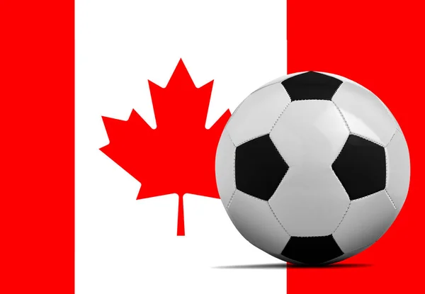 带加拿大国家代表队旗的空白足球 — 图库照片