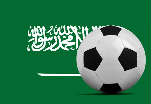 Bola Futebol Branco Com Bandeira Seleção Arábia Saudita — Fotografia de Stock