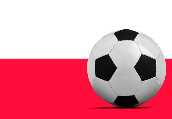 Balón Fútbol Blanco Con Bandera Polonia — Foto de Stock