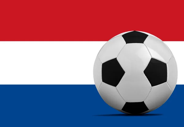 Bola Futebol Branco Com Bandeira Seleção Nacional Dos Países Baixos — Fotografia de Stock