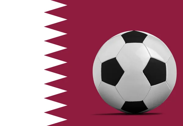 Üres Focilabda Katar Nemzeti Csapat Zászlóval — Stock Fotó