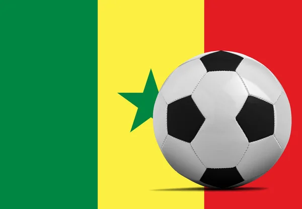 Balón Fútbol Blanco Con Bandera Senegal —  Fotos de Stock