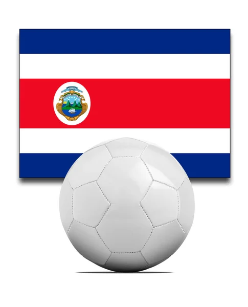 Balón Fútbol Blanco Con Bandera Costa Rica — Foto de Stock