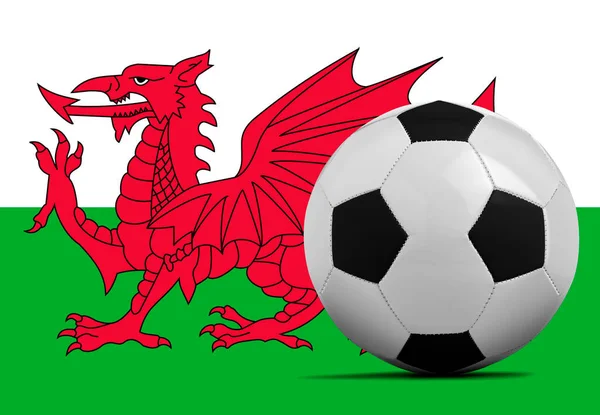 Blanco Voetbal Met Wales Nationale Team Vlag — Stockfoto