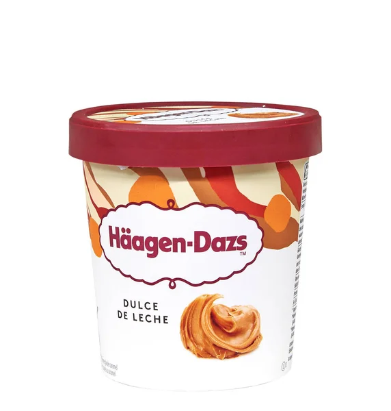 ブリュッセル ベルギー 6月2022 ベルギーのために作られた白い背景に隔離されたアイスクリームHaagen Dazsiの包装 人気のフードブランド — ストック写真