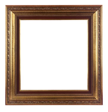 Old antique gold frame isolated on white with clipping path 