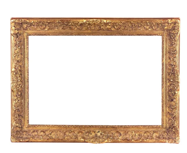 Old Antique Gold Frame Isolated White Clipping Path — ストック写真