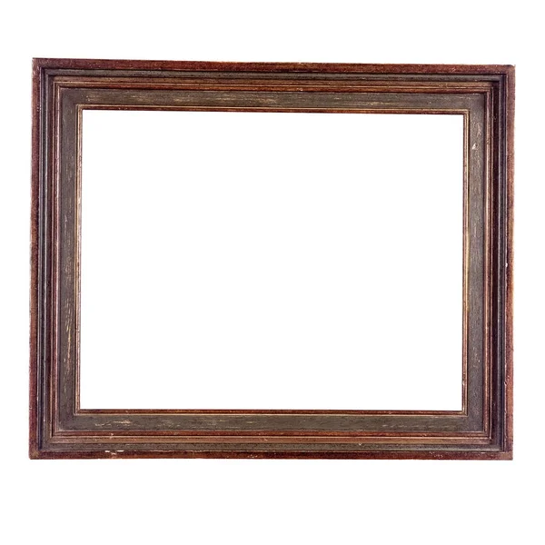 Old Antique Wooden Frame Isolated White Clipping Path — Stok fotoğraf