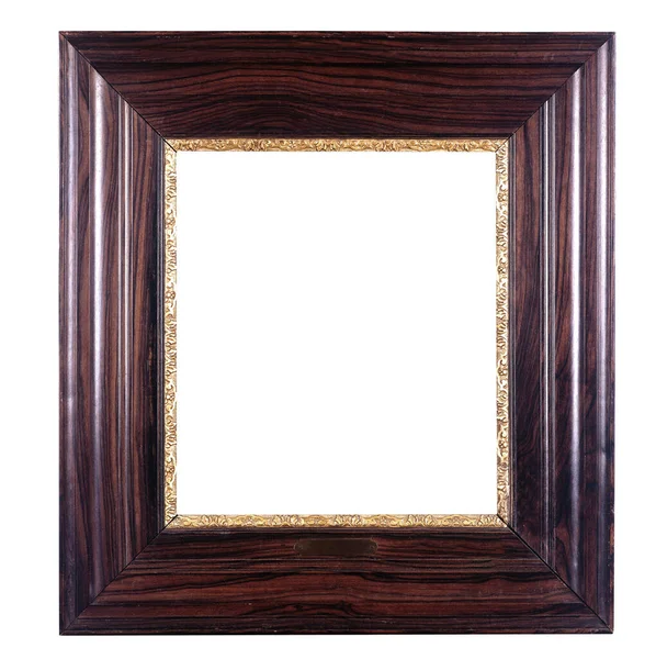 Old Antique Wooden Frame Isolated White Clipping Path — ストック写真