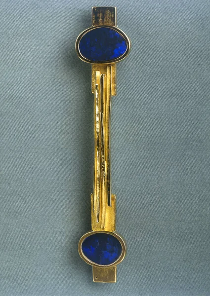 Modern Stylish Gold Brooch Jewelry Textured Background — Stock fotografie