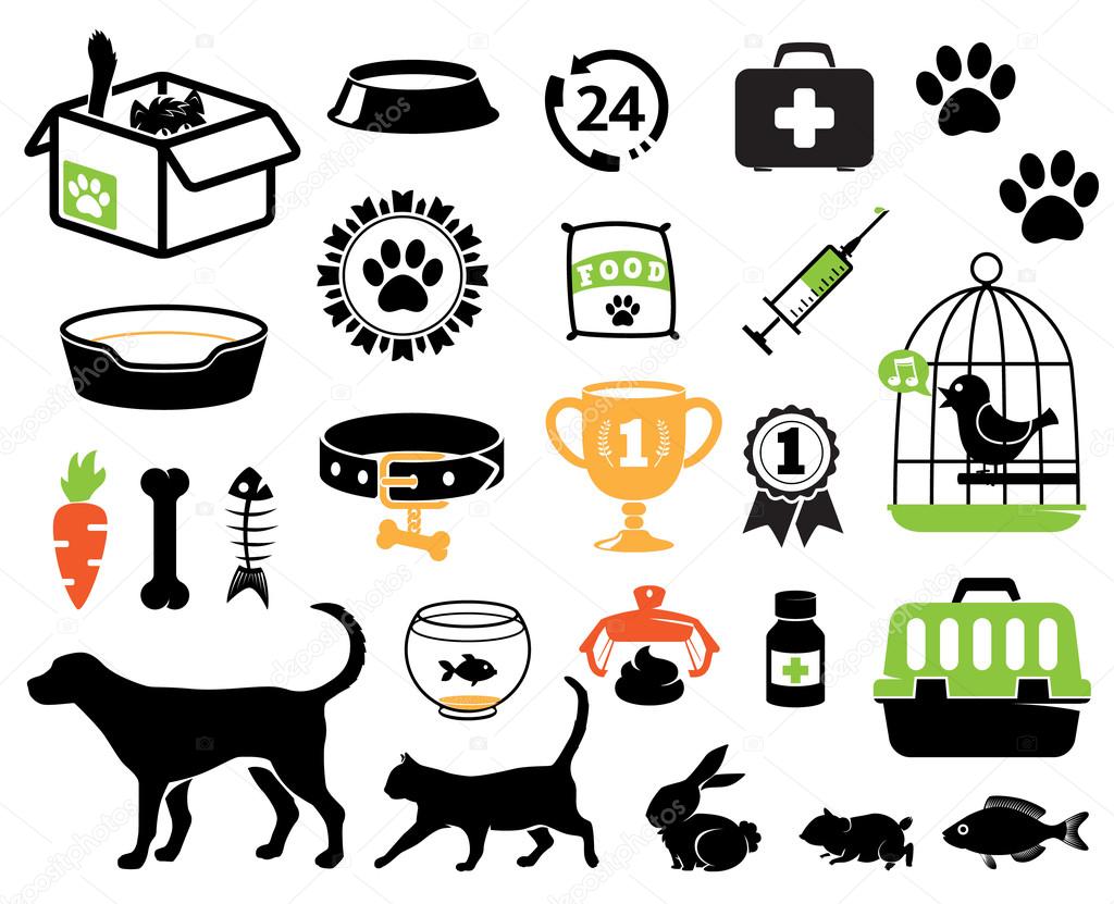 Collection of pet and veterinary icons