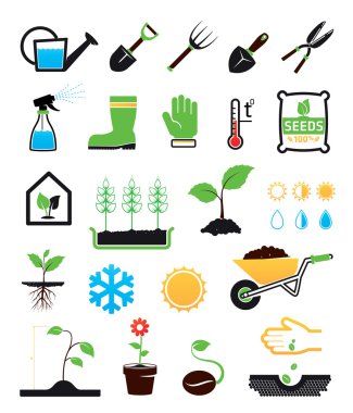 Gardening icons set clipart