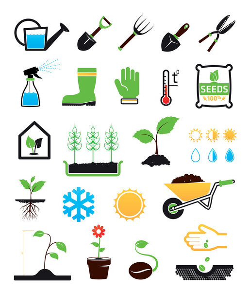 Gardening icons set