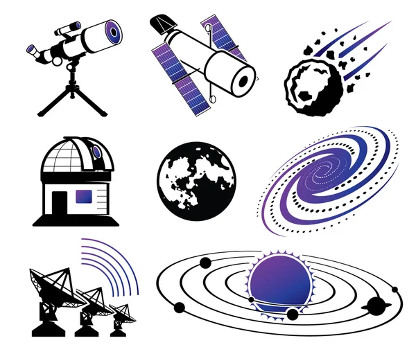 Ícones de Astronáutica e Espaço — Vetor de Stock