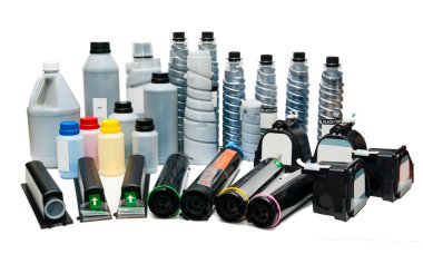 renkli yazıcılar için toner ve kartuş.