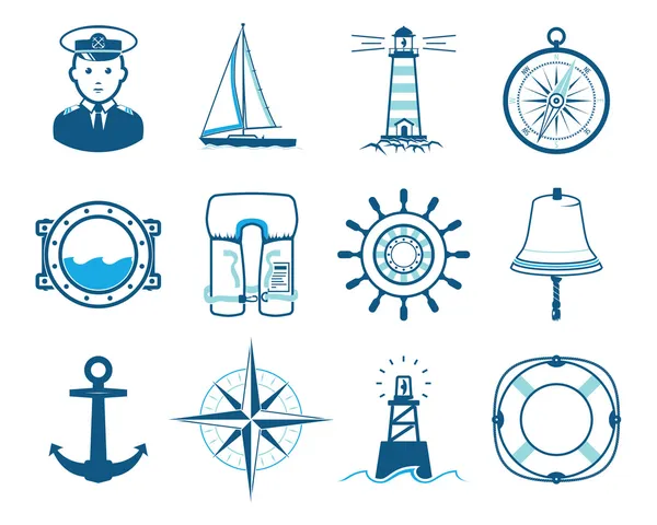 Sea Sailing set icone — Vettoriale Stock