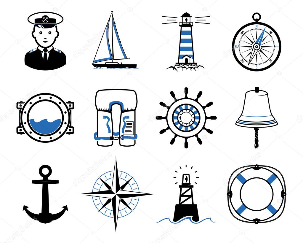 Sea Sailing icons set
