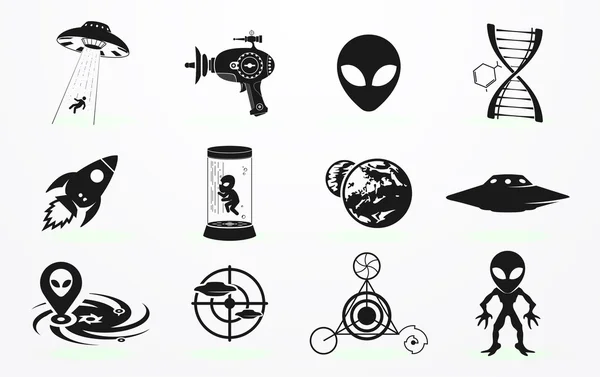 Alien icons set — Stock Vector