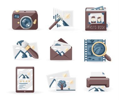Vintage photo icons clipart