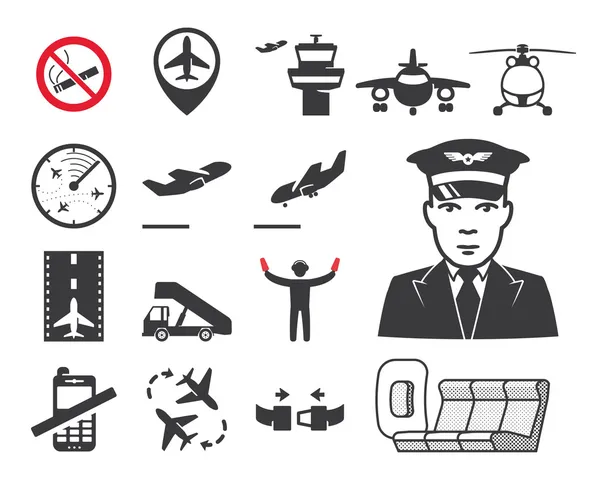 Luchthaven icons set — Stockvector