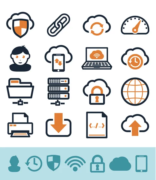 Cloud computing icons set — Stock Vector