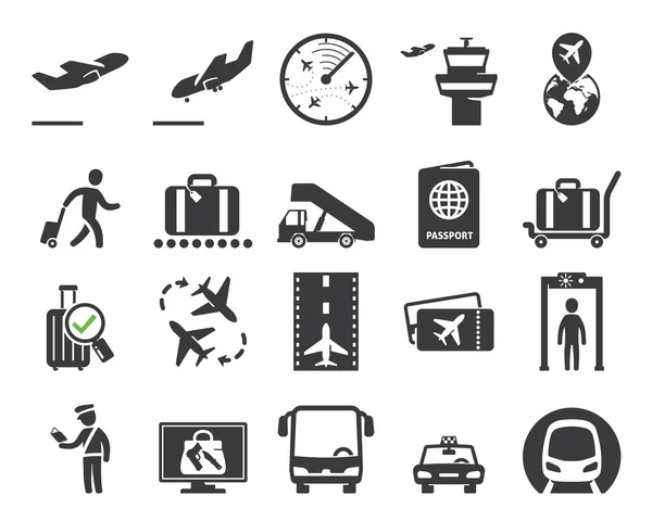 Conjunto de iconos del aeropuerto — Vector de stock