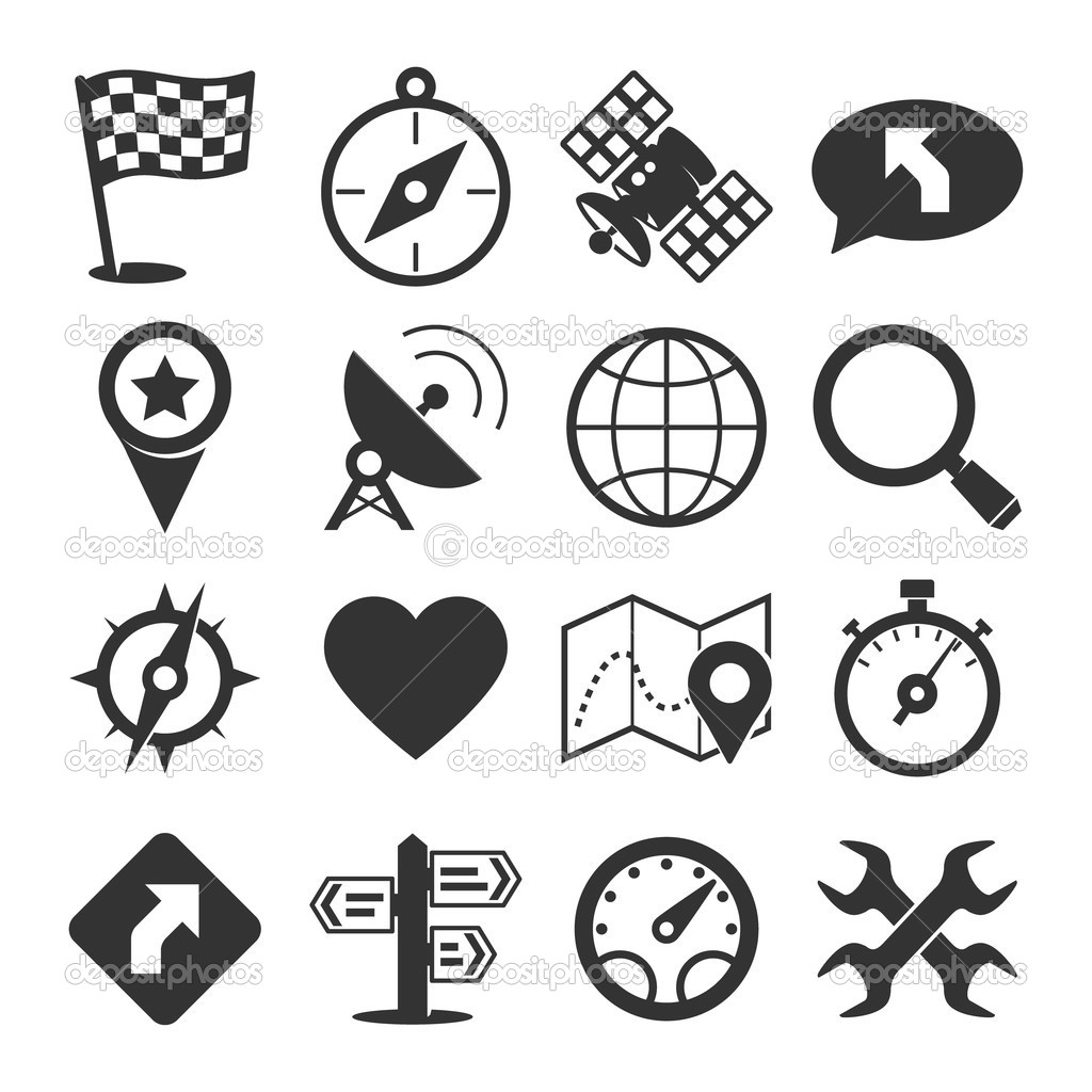 GPS and navigation icons set