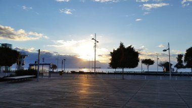 Kıbrıs 'taki güzel Akti Olympion Plajı Limasol